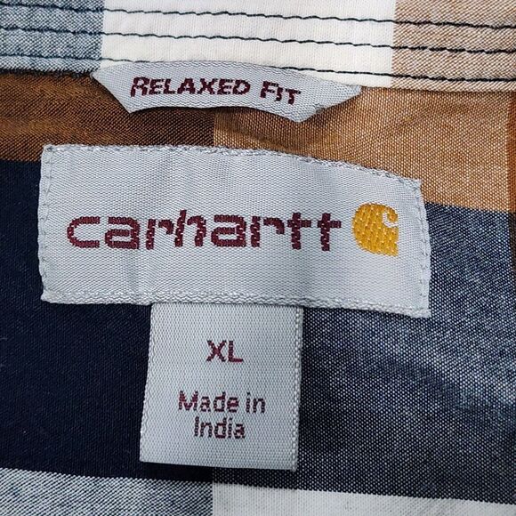 Carhartt Men's Essential Plaid Open Collar Short Sleeve Shirt XL Relaxed Fit - Picture 3 of 6